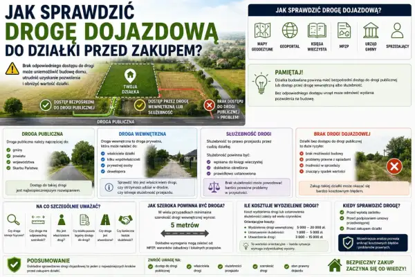 Sprawdź warunki zabudowy i dostęp do drogi publicznej przed zakupem działki, aby uniknąć problemów z budową i spadkiem wartości.